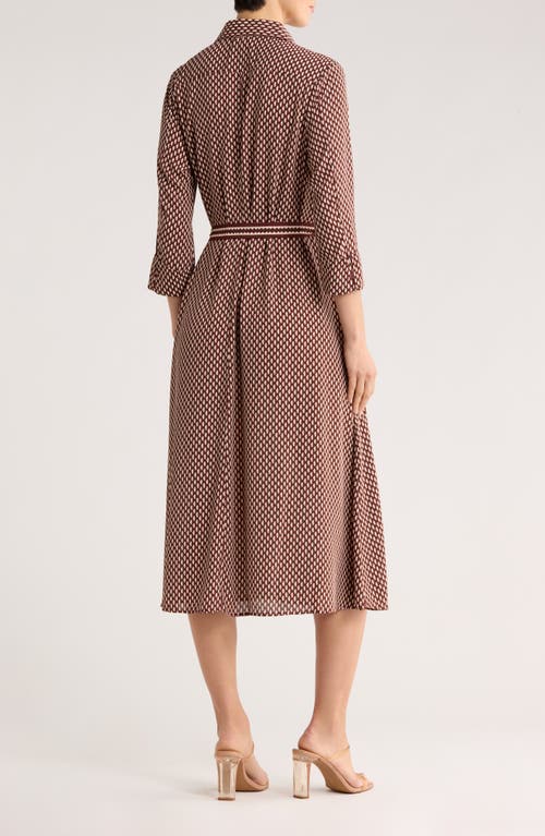 Max Studio Cuffed Sleeve Midi Shirtdress In Brown