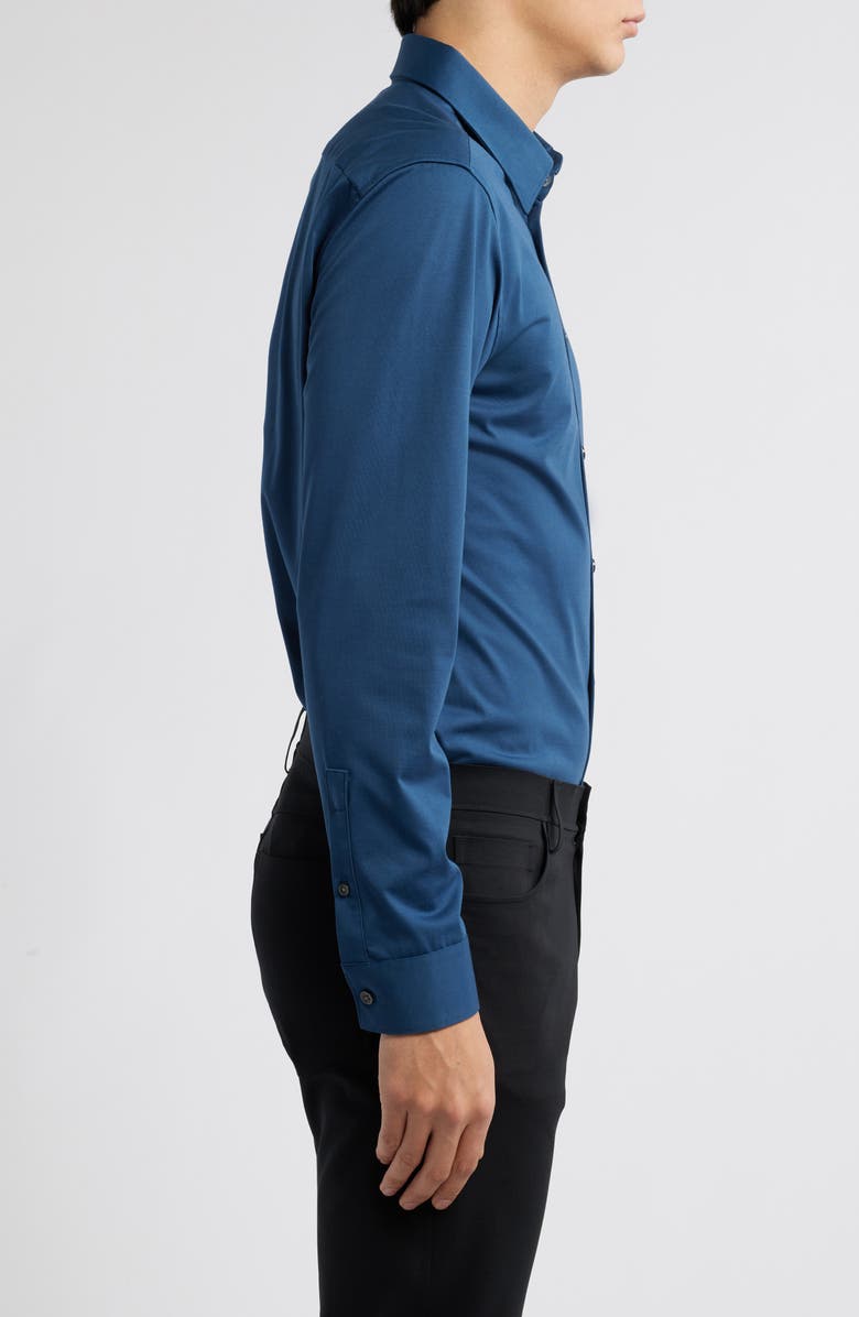 Theory Sylvain ND Structure Knit Button-Up Shirt, Alternate, color, Twilight