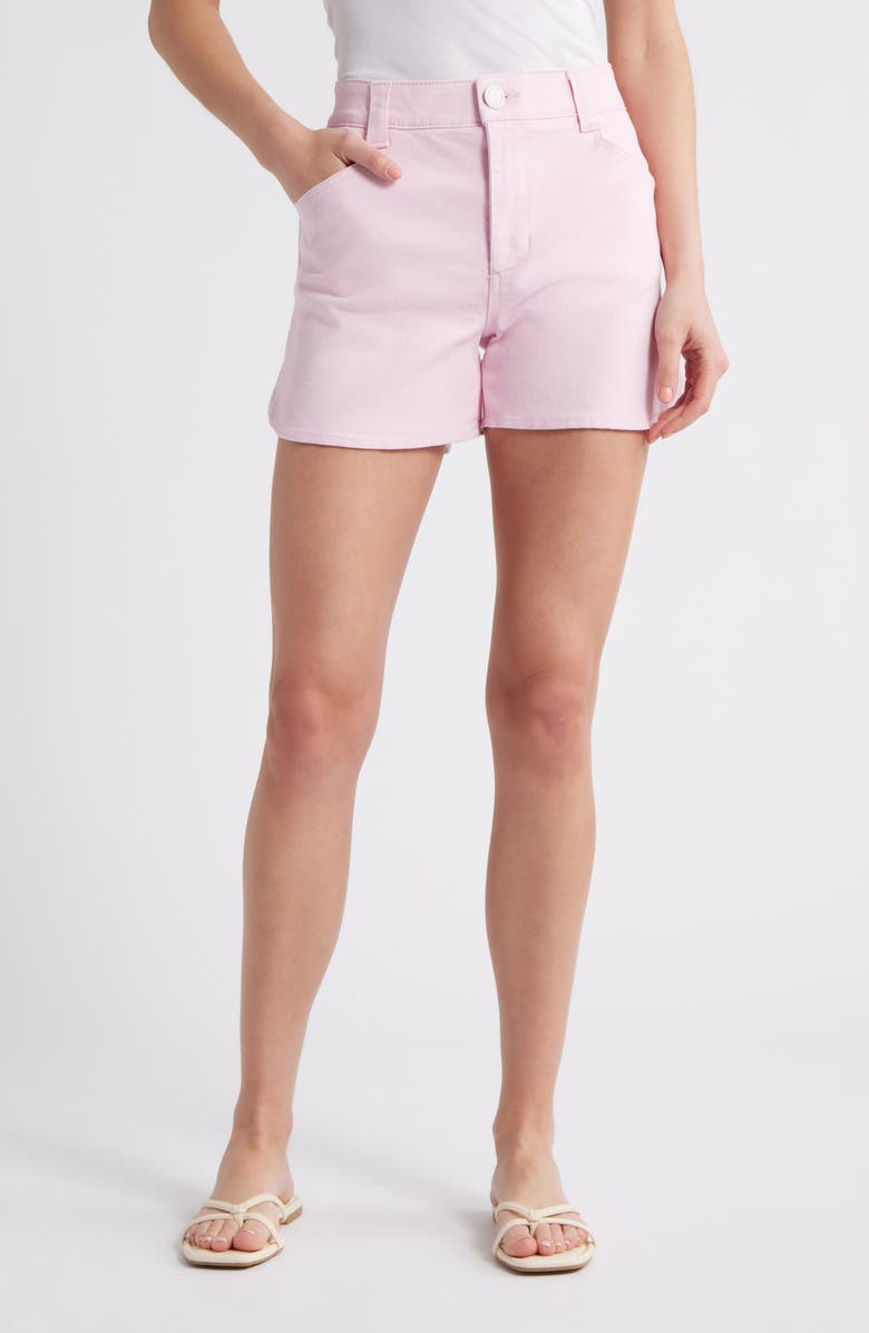 Wit & Wisdom Skyrise Dolphin Hem Denim Shorts, Main, color, Frosty Orchid