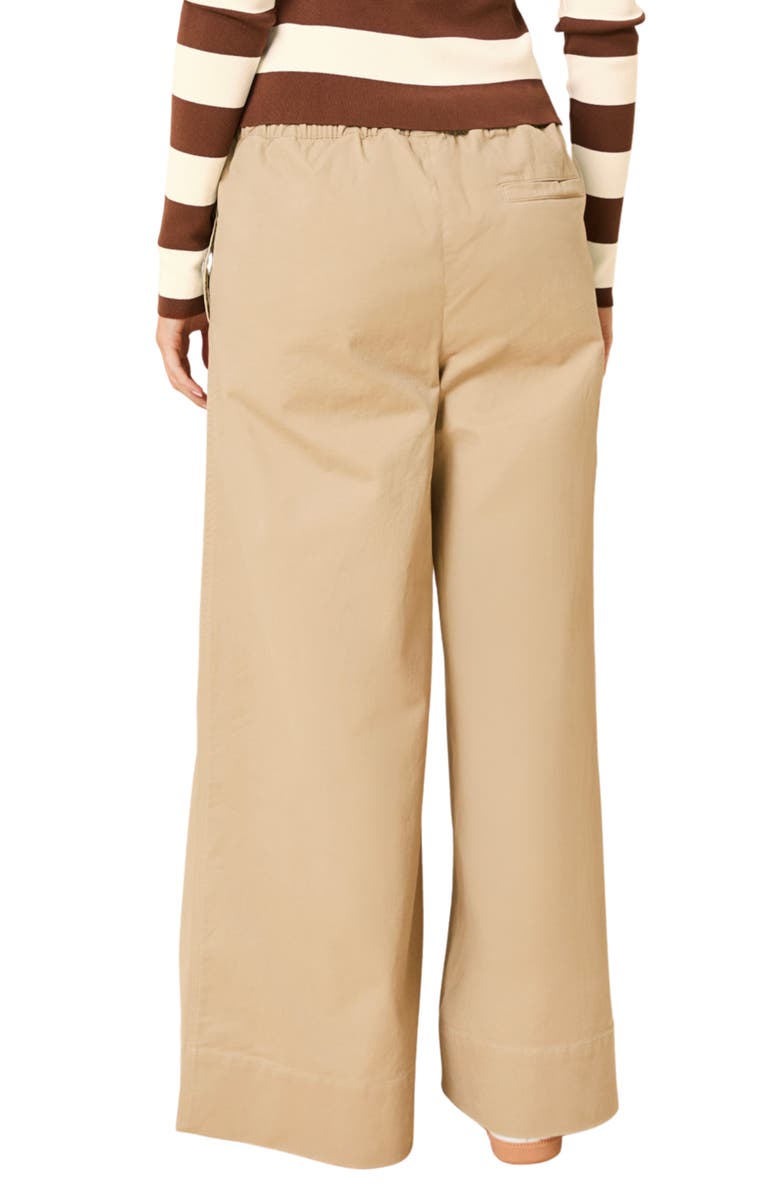 Solid & Striped The Flynn Stretch Cotton Drawstring Wide Leg Pants, Alternate, color, Camel