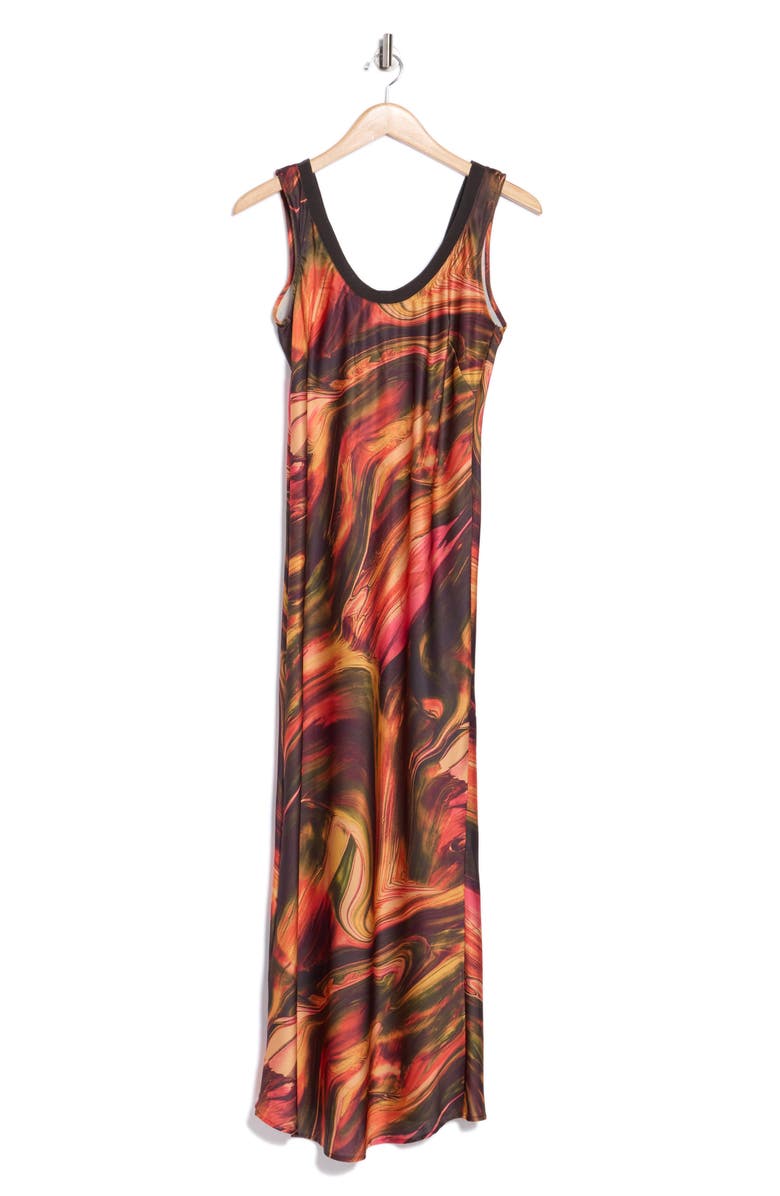 ASOS DESIGN Rib Neck Midi Slipdress, Alternate, color, Black Multi