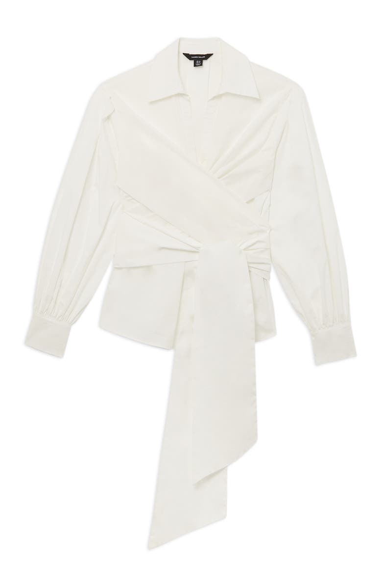 Karen Millen Woven Wrap Balloon Sleeve Blouse, Alternate, color, White