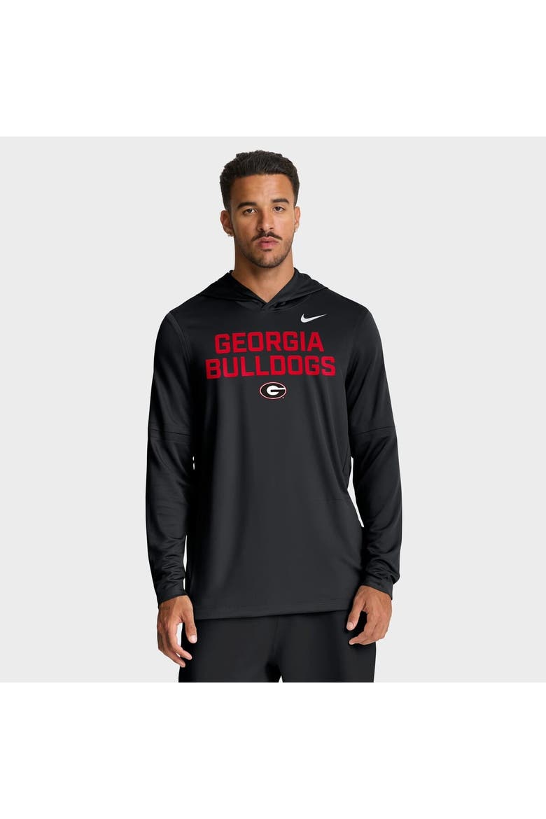 Men's Nike Black Georgia Bulldogs 2025 Sideline Performance Long Sleeve Hoodie T-Shirt, Alternate, color, Black