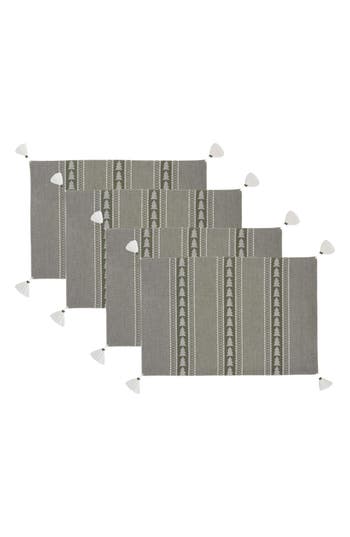 Design Imports Balsam Fir Tree Jacquard Set Of 4 Placemats In Gray