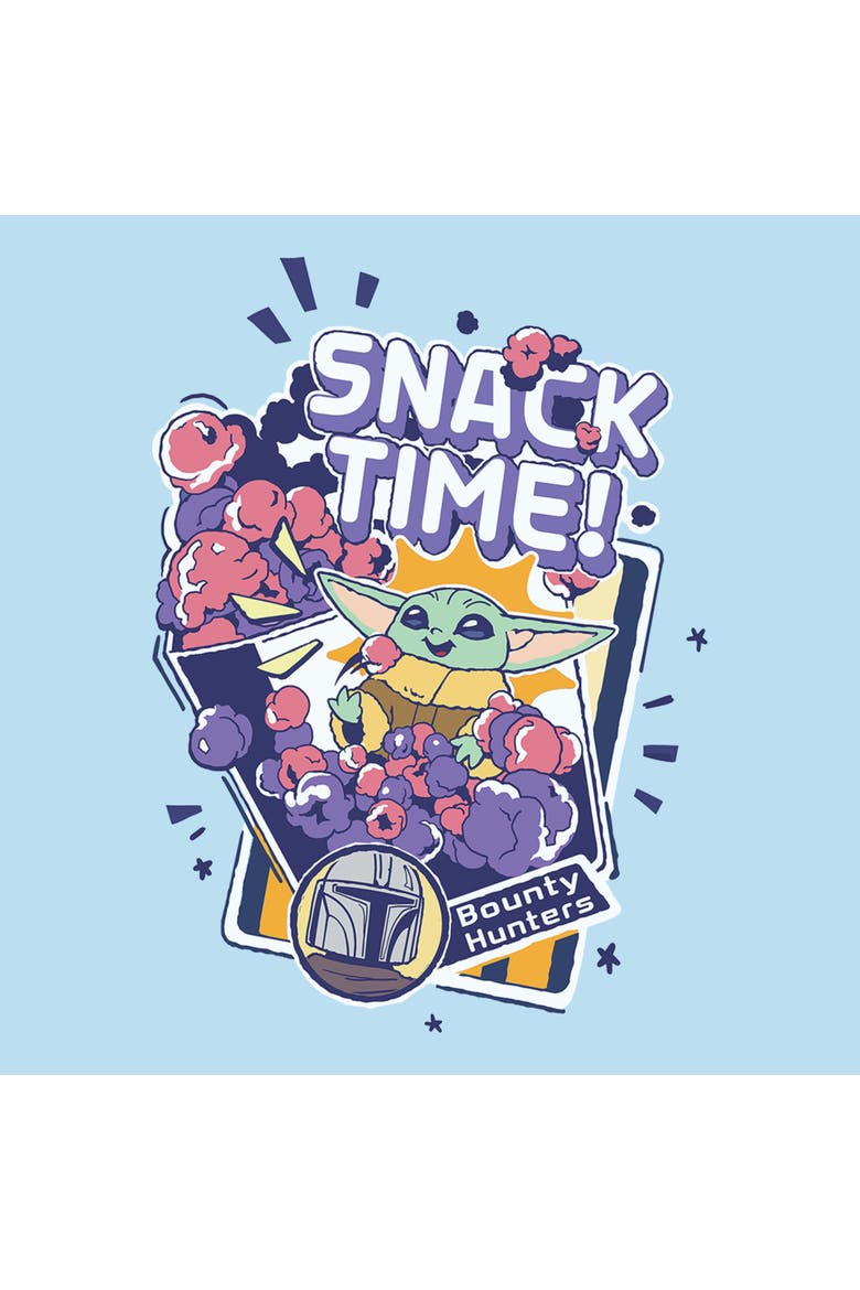 Men's The Child Happy Snack Time Short Sleeve Graphic T-Shirt, Alternate, color, Light Blue