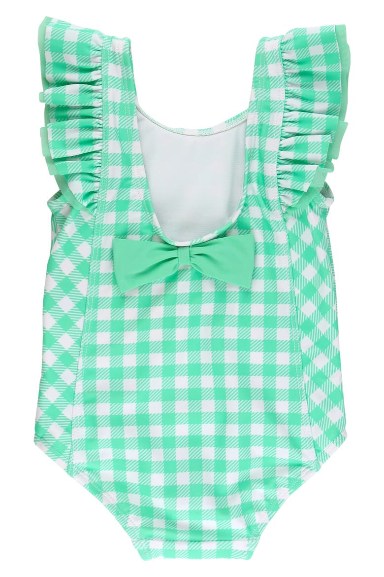 Kids' Periwinkle Blue Gingham One-Piece Swimsuit, Alternate, color, GREEN