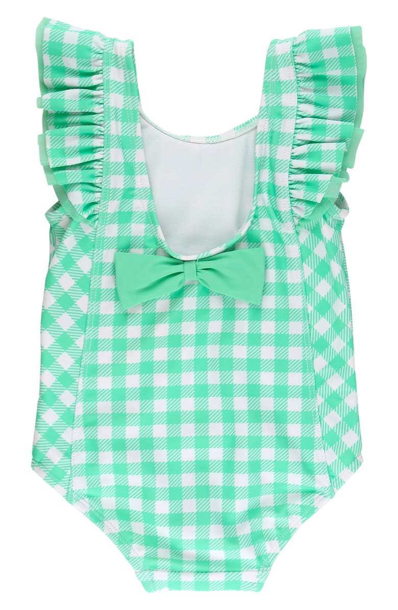 RuffleButts Kids' Periwinkle Blue Gingham One-Piece Swimsuit, Alternate, color, Green