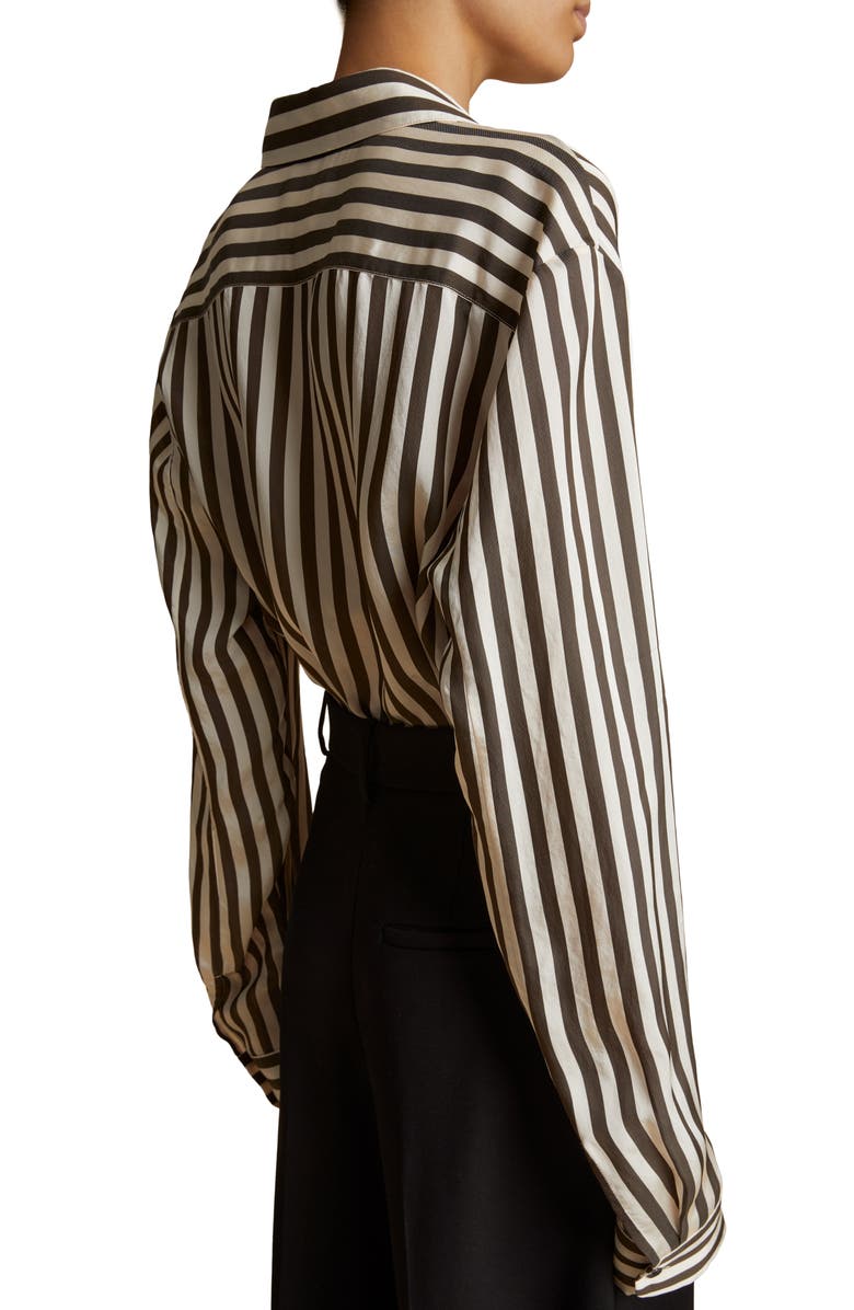 Khaite Argo Stripe Oversize Button-Up Blouse | Nordstromrack