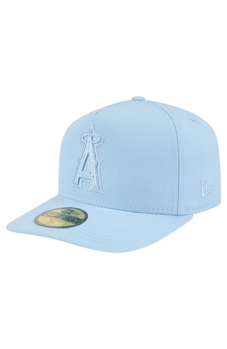 New Era Men's New Era Light Blue Los Angeles Angels Color Pack A-Frame 59FIFTY Fitted Hat, Main, color,