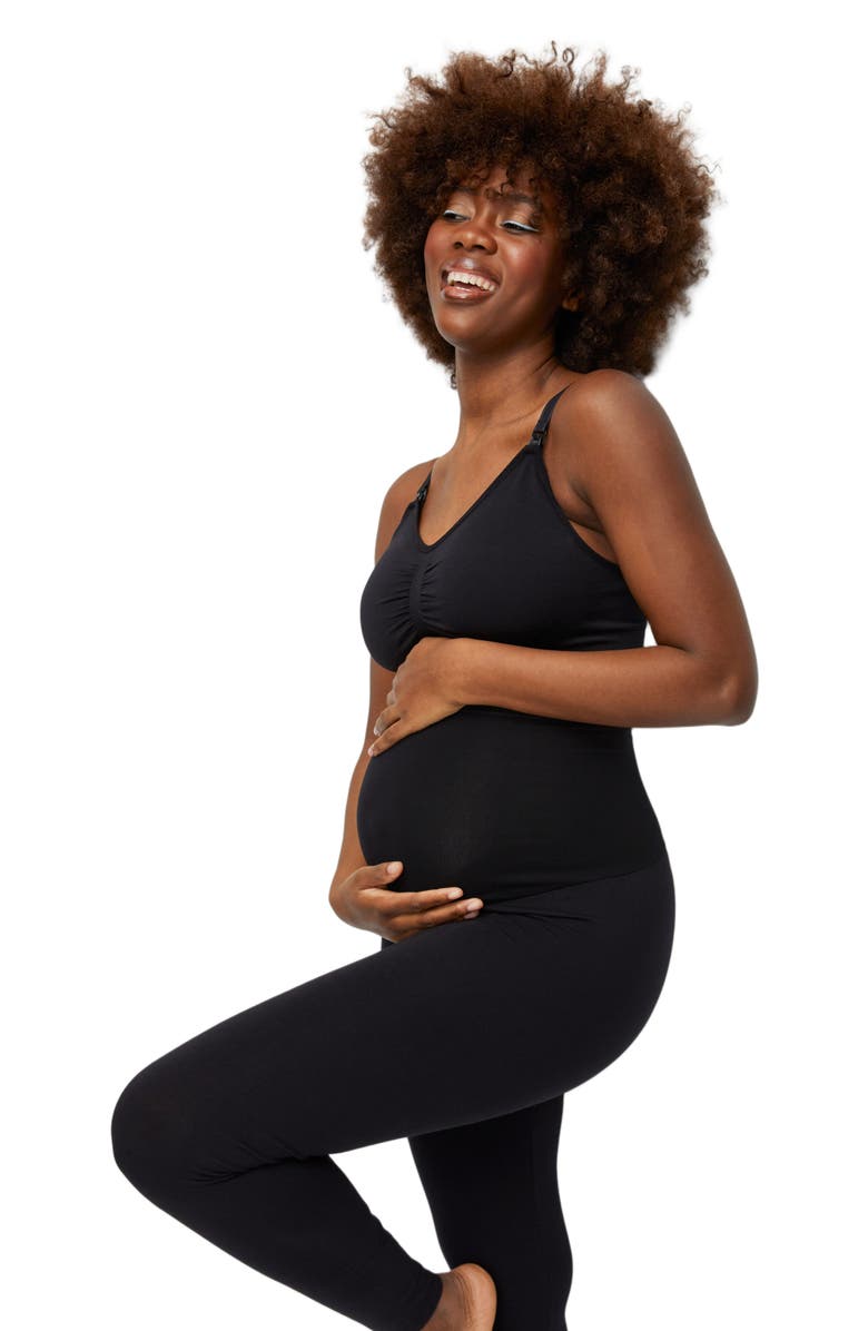 MOTHERHOOD MATERNITY Essential Stretch Secret Fit Over the Belly Maternity Leggings, Alternate, color, Black
