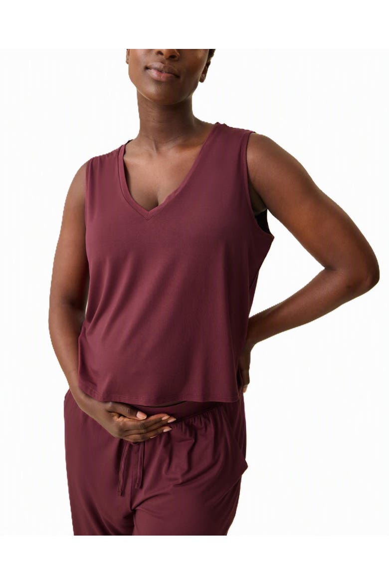 Aria Cropped V-Neck Tank, Main, color, Deep Burgundy