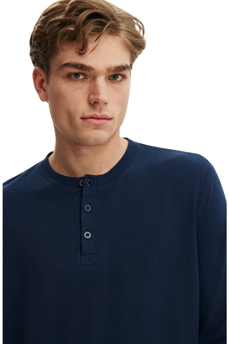 Men's Fitted Henley Long Sleeve T-Shirt, Alternate, color, Vintage Navy