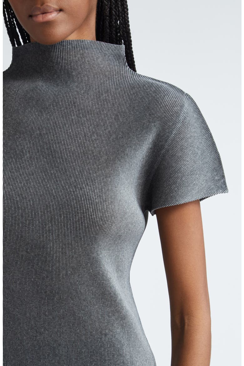 Mist Basics Pleated Funnel Neck Top, Alternate, color, LIGHT GRAY