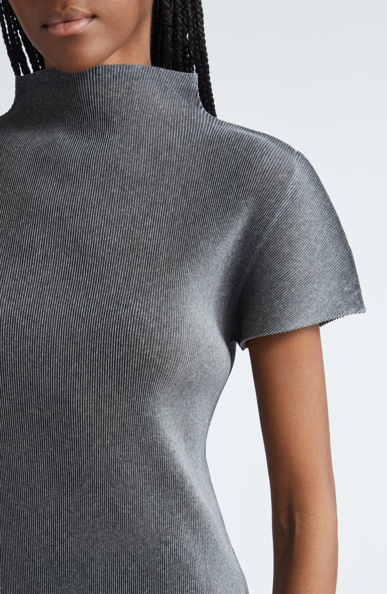 Pleats Please Issey Miyake Mist Basics Pleated Funnel Neck Top, Alternate, color, Light Gray