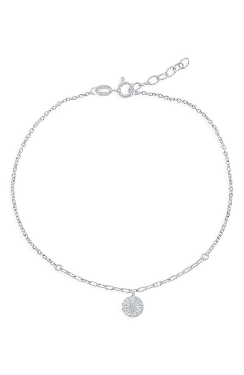 SIMONA Sterling Silver Disc Charm Anklet, Main, color, Silver