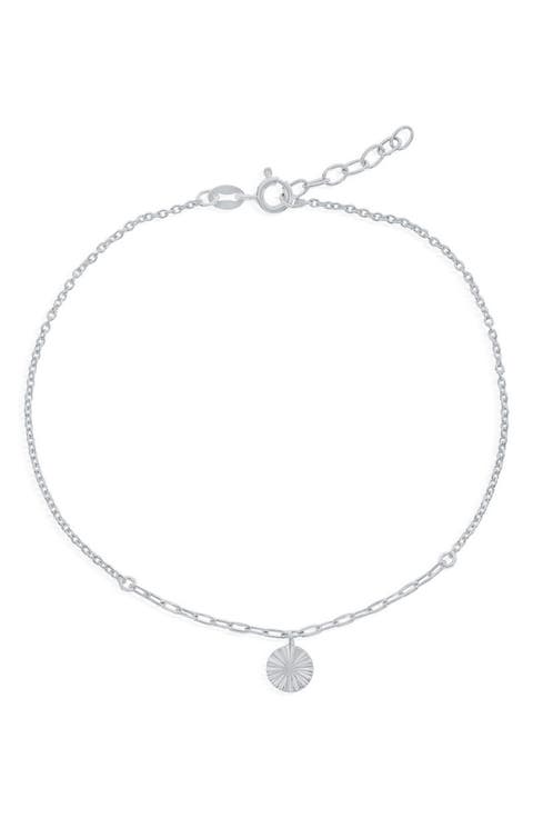 Sterling Silver Disc Charm Anklet