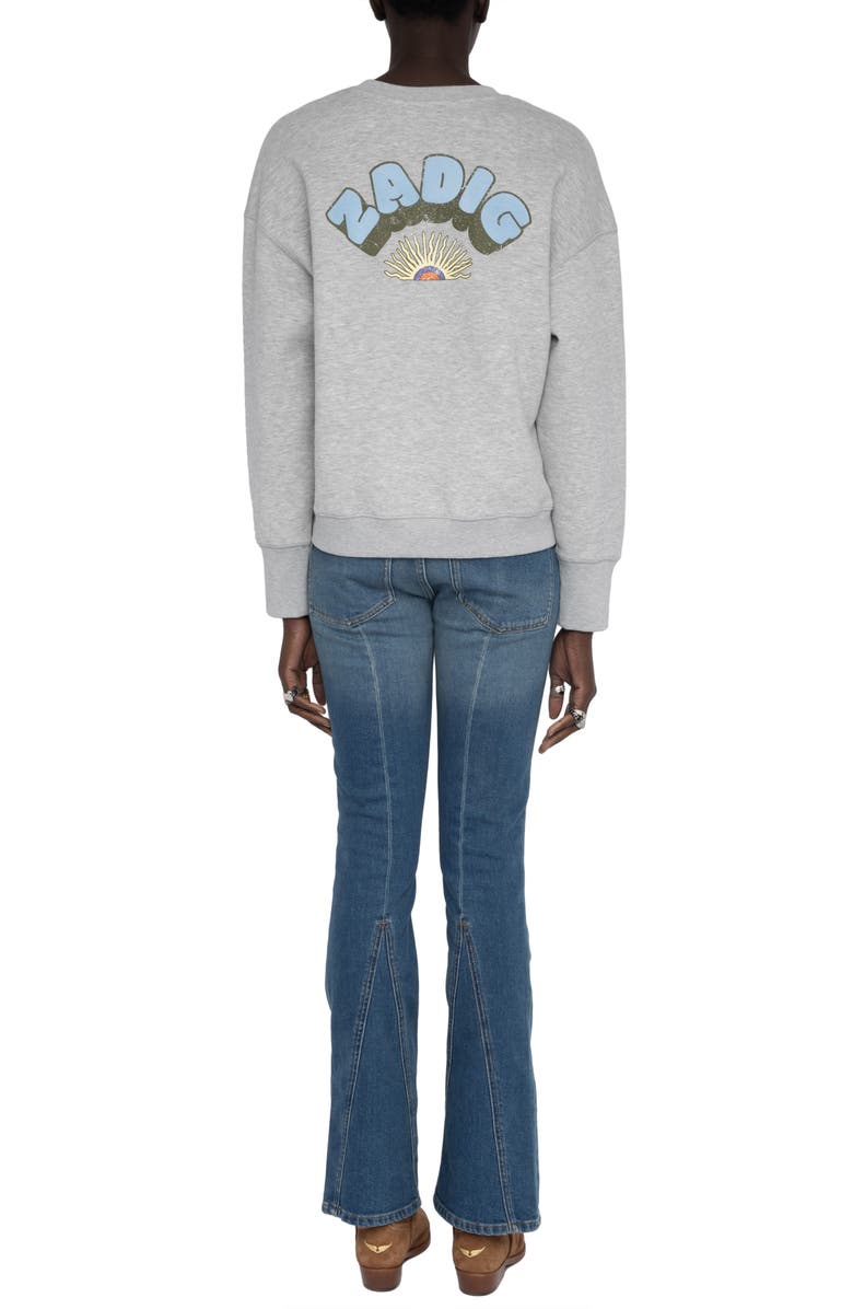 Zadig & Voltaire Olive Graphic Cotton Blend Sweatshirt, Alternate, color, Gris Chine Clai