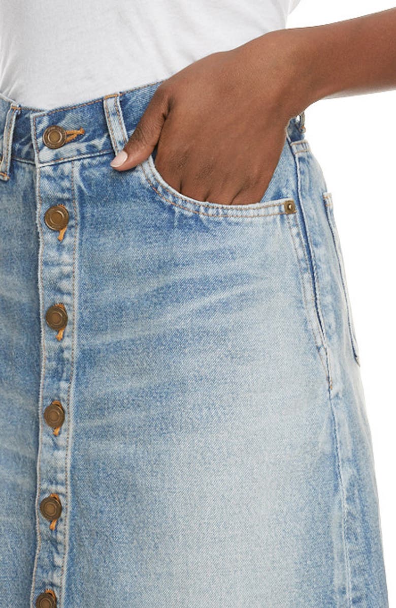 Saint Laurent Knee Length Denim Skirt, Alternate, color,