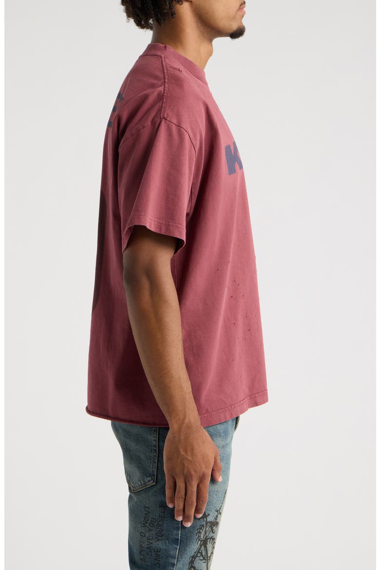 Blasted Ekcess Distressed Cotton T-Shirt, Alternate, color, BURGUNDY