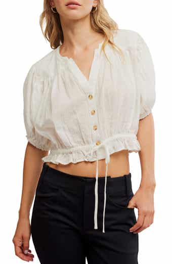 Free People Little Cloud Button-Up Crop Top