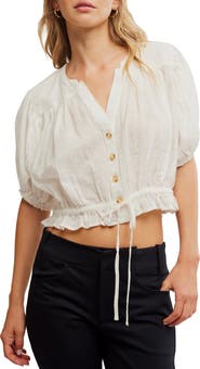 Free People Little Cloud Button-Up Crop Top