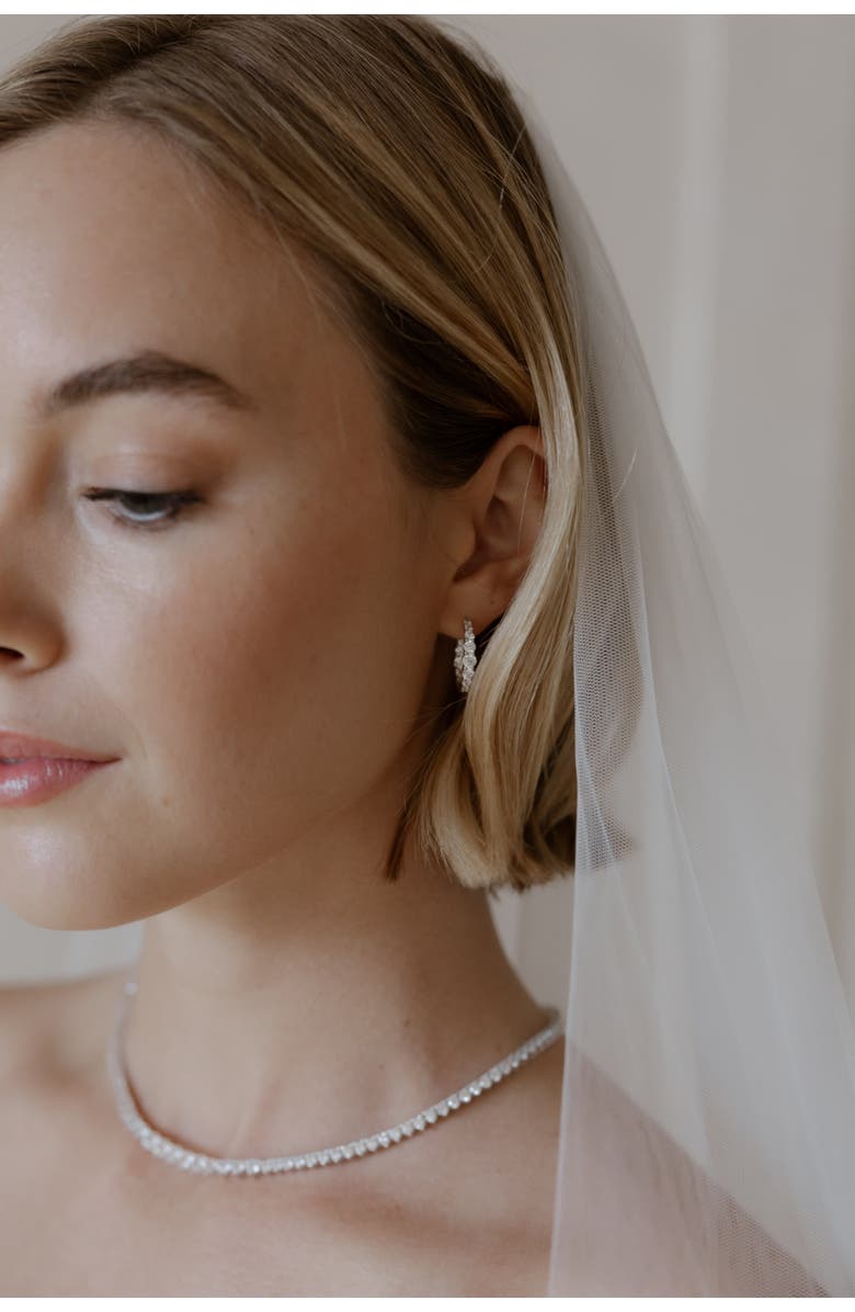 Untamed Petals Icon Crystal Hoops, Alternate, color, Silver