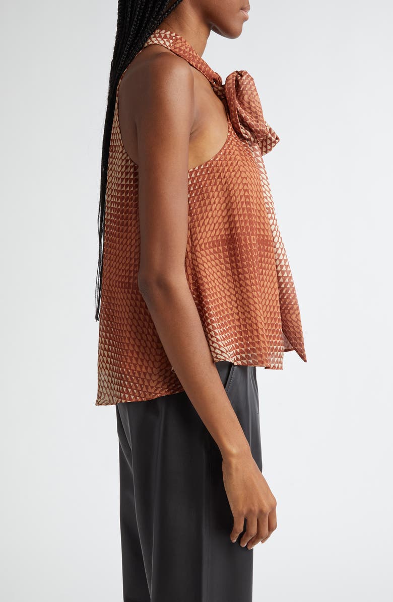 Ramy Brook Boone Tie Neck Sleeveless Top, Alternate, color, Saddle Geo
