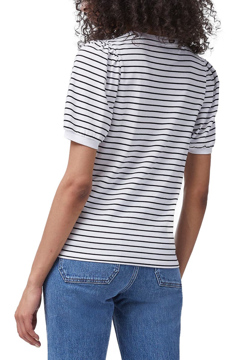 French Connection Stripe Puff Sleeve Cotton Top, Alternate, color,