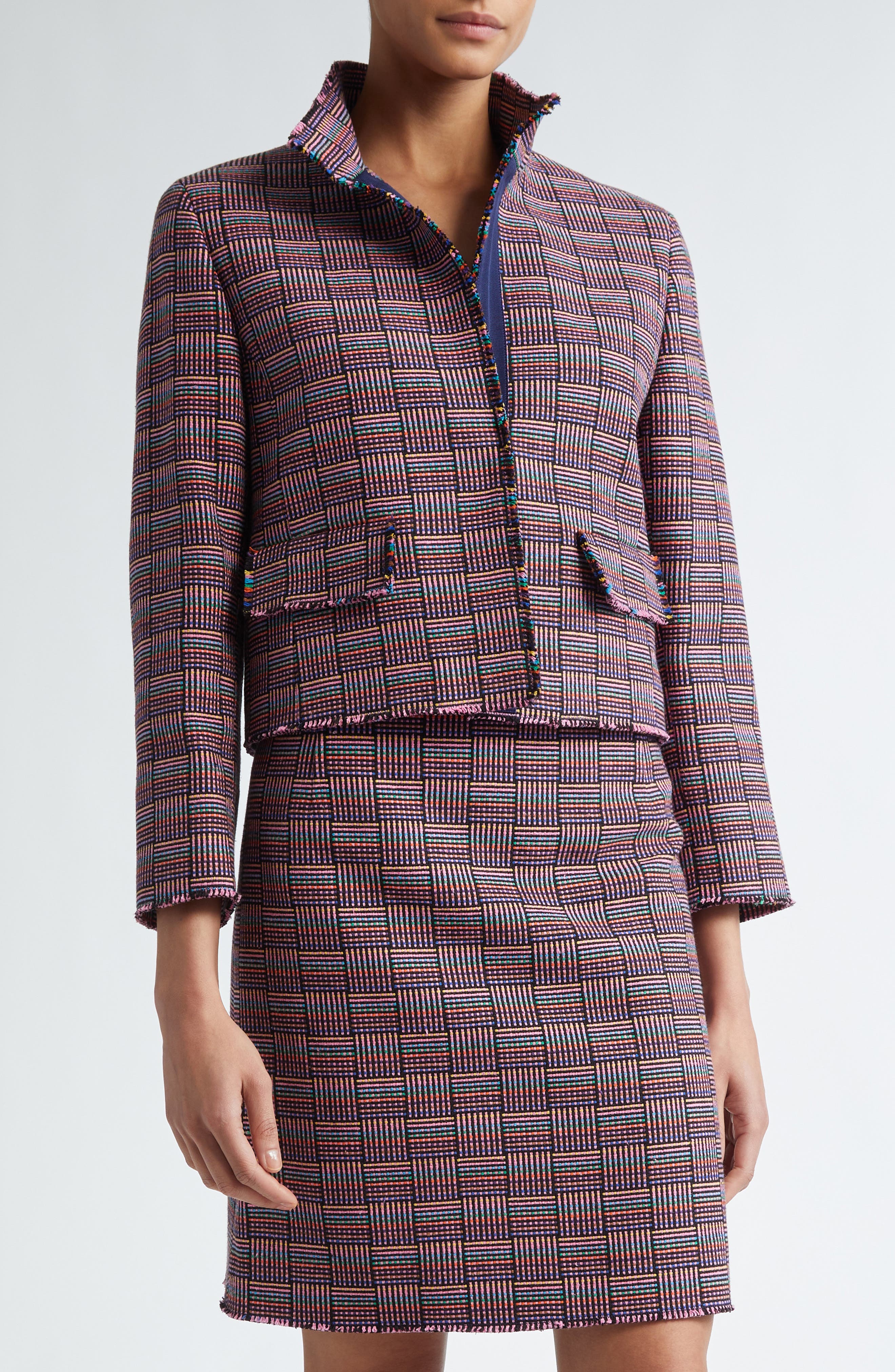 Akris punto Grid Check Tweed Jacket (Women) | Nordstrom