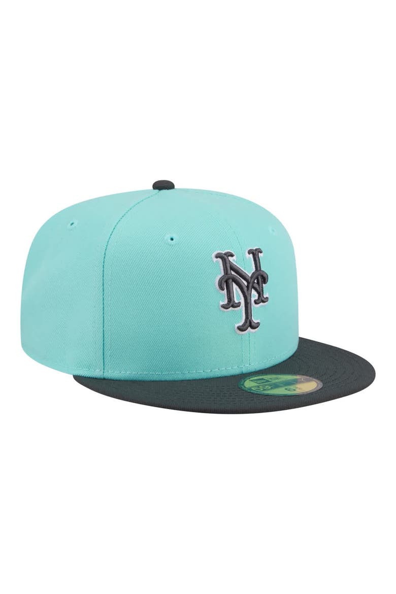 Men's New Era Turquoise/Charcoal New York Mets Two-Tone Color Pack 59FIFTY Fitted Hat, Alternate, color, Turquoise
