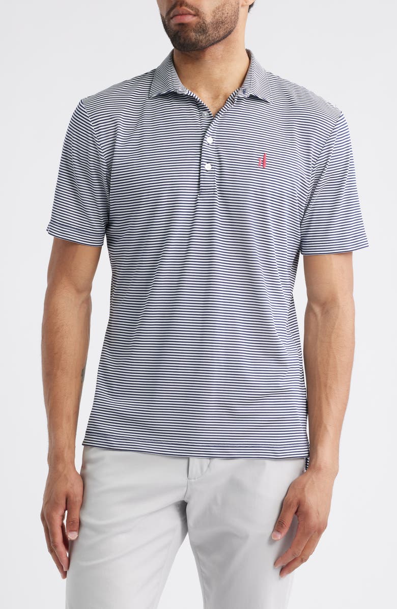 johnnie-O Dru Stripe Performance Polo, Main, color, Navy