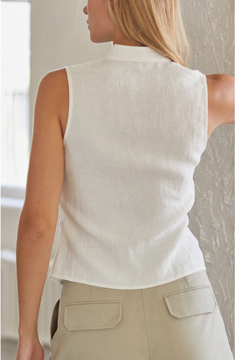 CRESCENT Sleeveless Mandarin Collar Blouse Top, Alternate, color, White