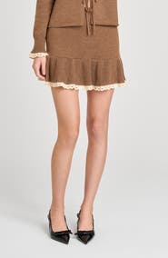 WAYF Ginger Lace Trim Knit Skirt