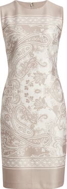 Anne Klein Scarf Print Sleeveless Sheath Dress
