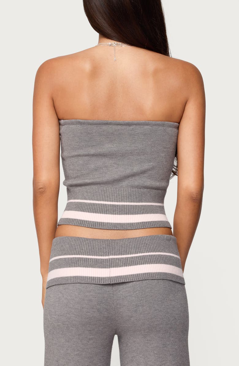 EDIKTED Kaliya Stripe Strapless Knit Top, Alternate, color, Gray-Melange