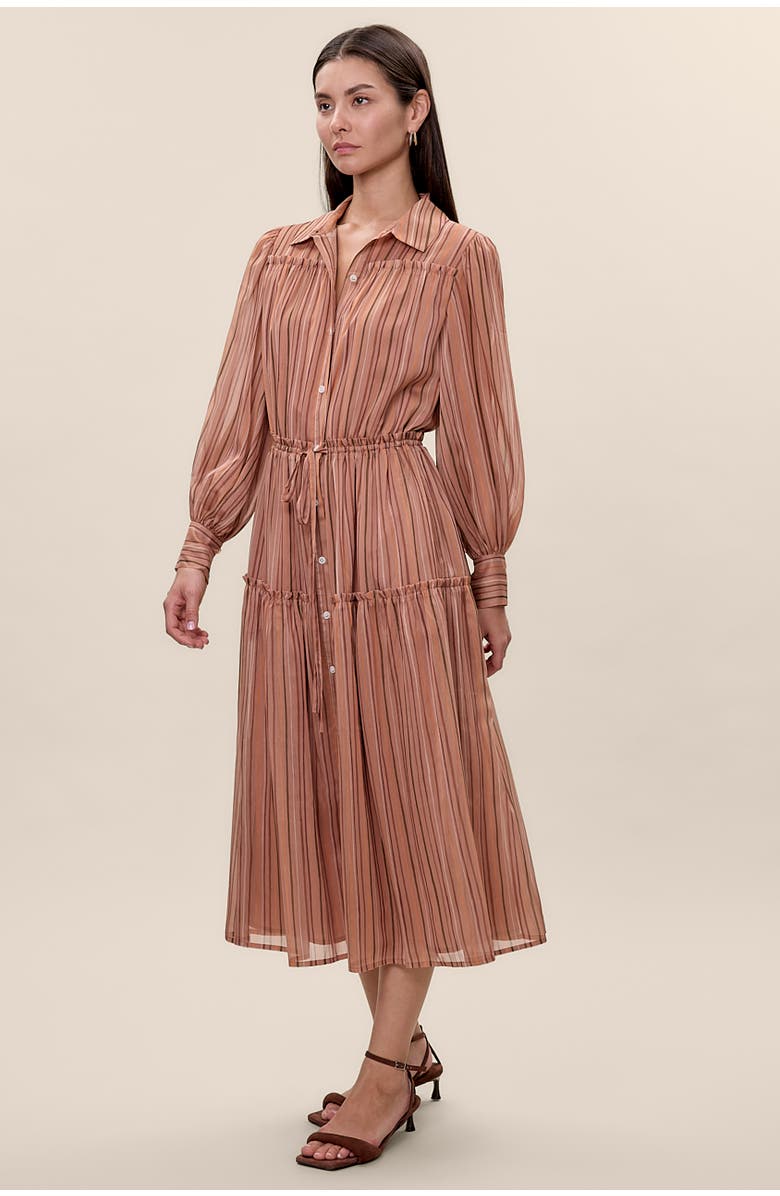 Rebecca Taylor Celeste Stripe Dress, Alternate, color, Persimmon Stripe Multi