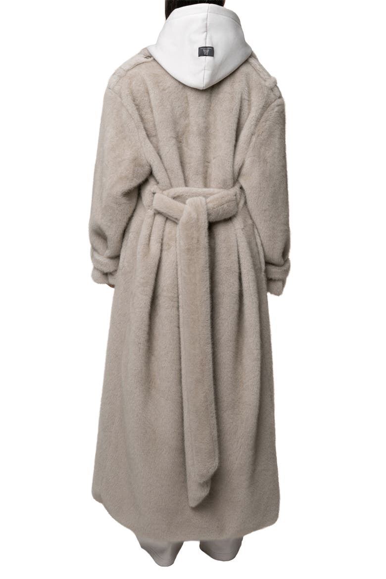 Uptown Belted Faux Fur Longline Coat, Alternate, color, GRAY