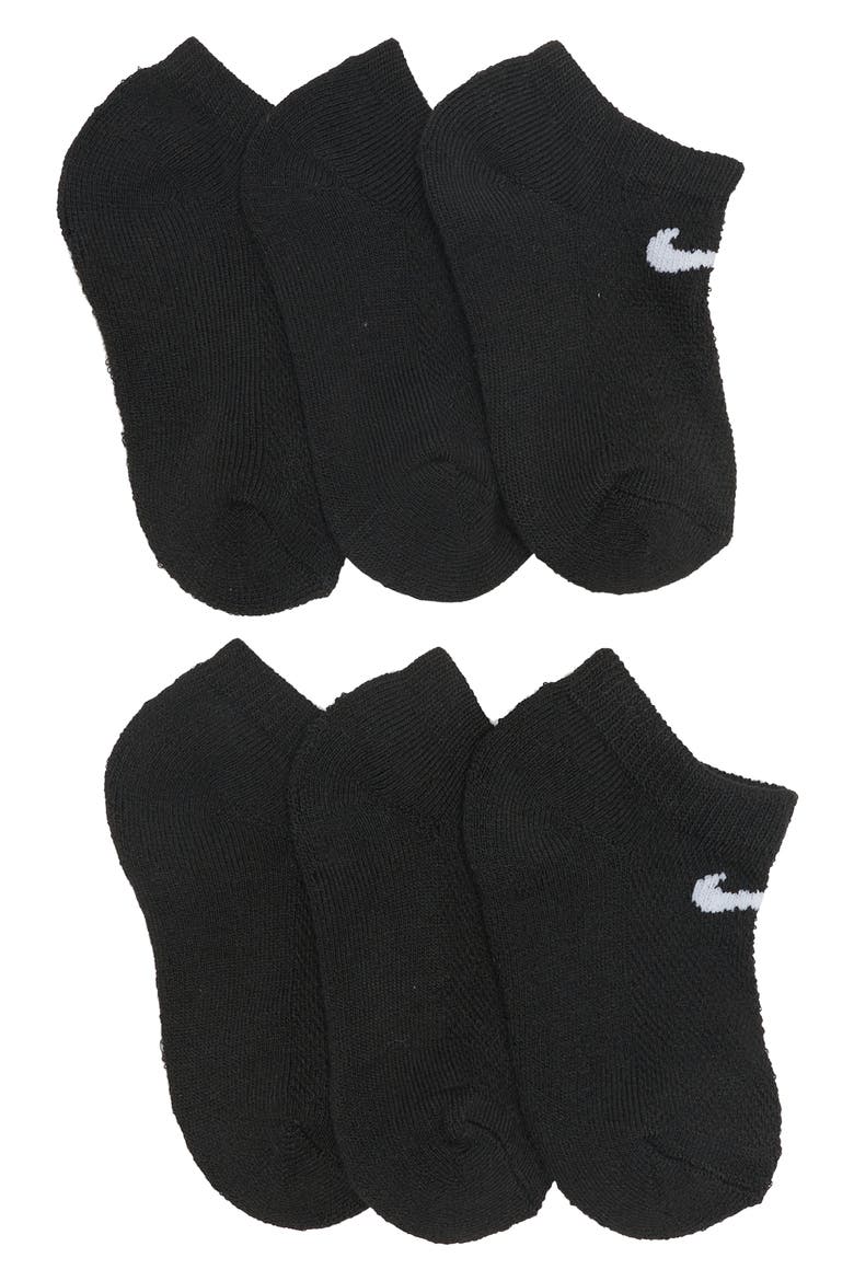 Kids' 6-Pack Mesh Cushion No-Show Active Socks, Main, color, BLACK