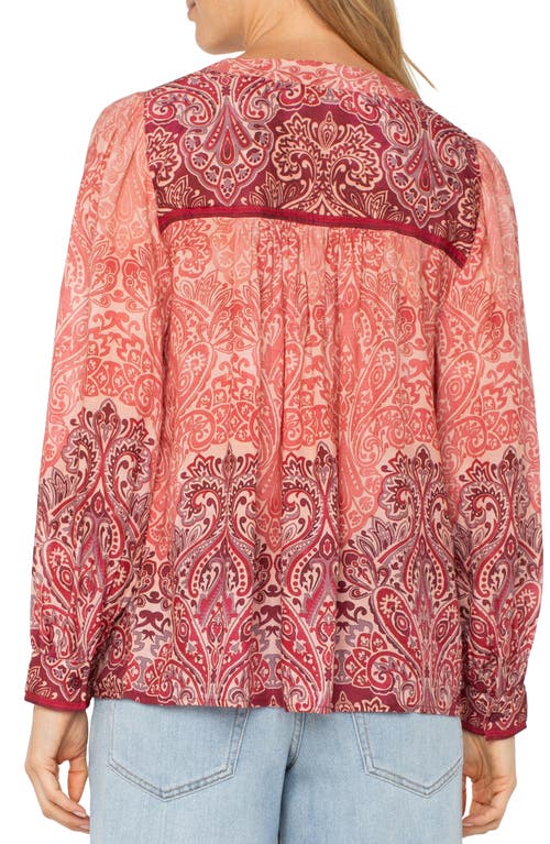 Liverpool Los Angeles Paisley Relaxed V-neck Top In Mauve Ombre Paisley