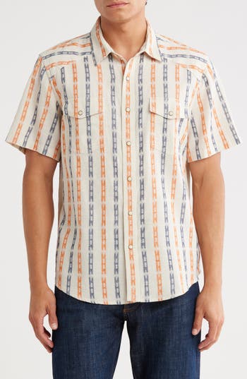 Lucky Brand Stripe Dobby Snap-up Western Work Shirt In Multi