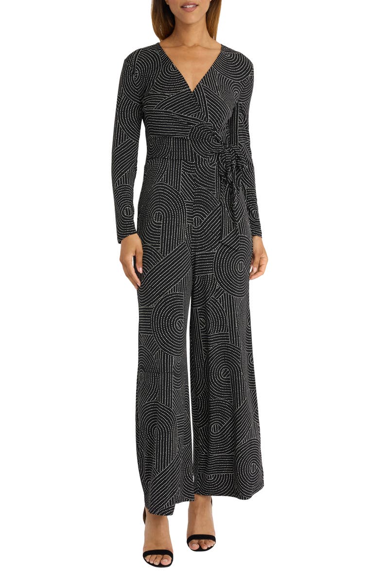 Maggy London Long Sleeve Faux Wrap Jumpsuit, Main, color,