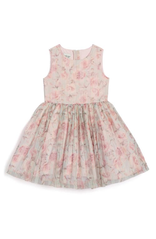 Pippa & Julie Kids' Chloe Floral Print Tulle Dress & Shrug Set In Mauve