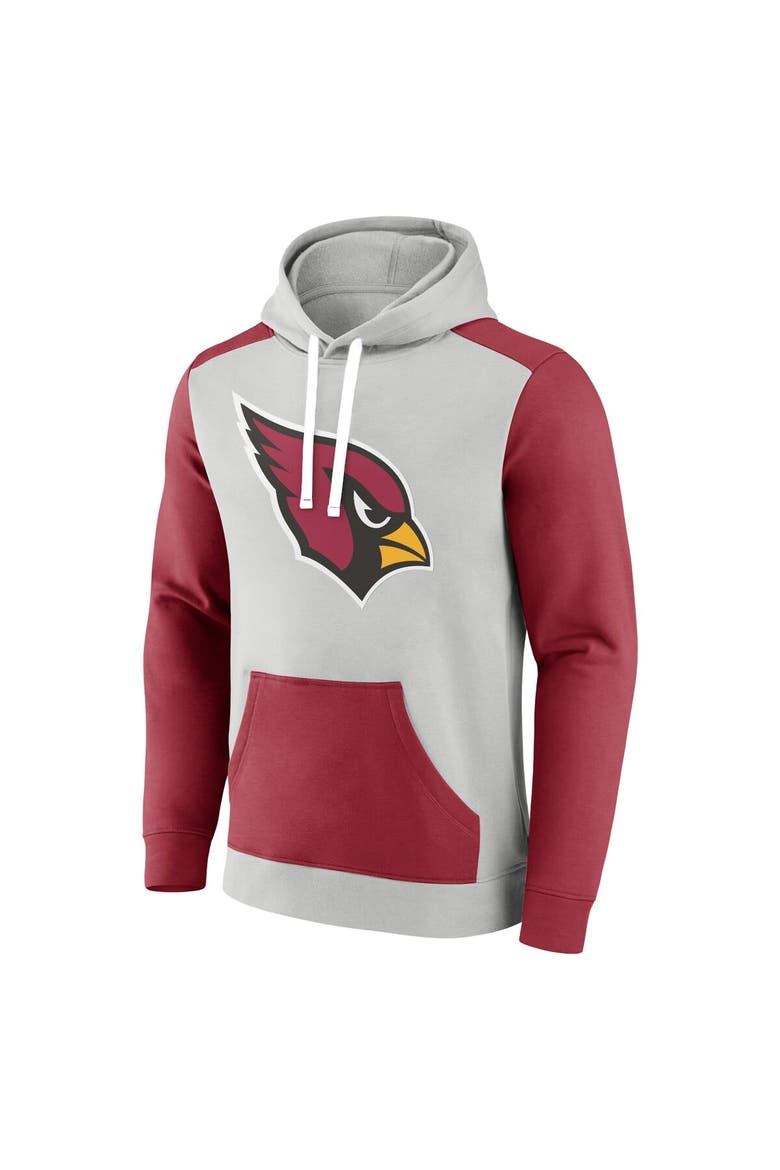Men's Fanatics Branded Silver/Cardinal Arizona Cardinals Big & Tall Team Fleece Pullover Hoodie, Alternate, color, Silver