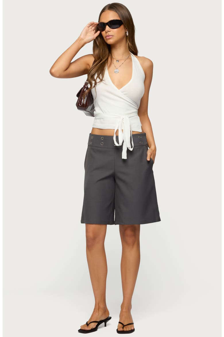 Renee Halter Faux Wrap Crop Top, Alternate, color, WHITE