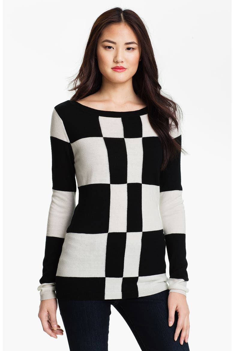 Check Pattern Sweater, Main, color, RICH BLACK