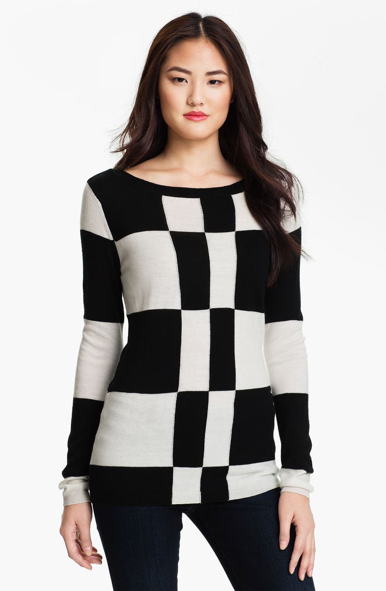 Vince Camuto Check Pattern Sweater, Main, color,