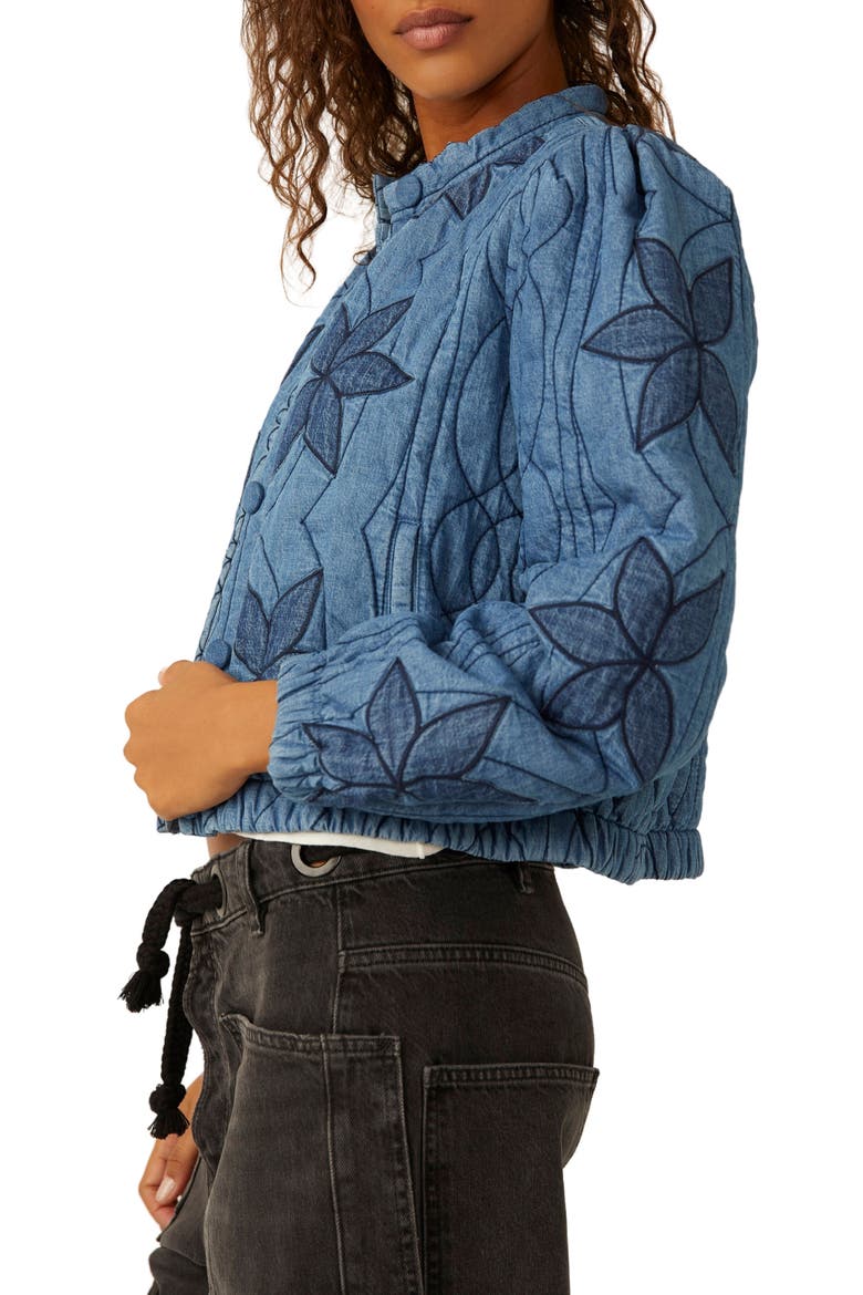 Quinn Quilted Cotton Denim Jacket, Alternate, color, INDIGO COMBO