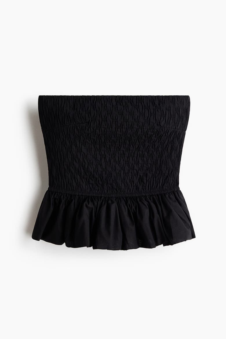 Bandeau Peplum Top, Alternate, color, Black