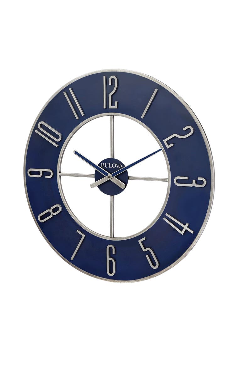 The Blue Steel Oversized 27" Diameter Wall Clock, Alternate, color, Blue