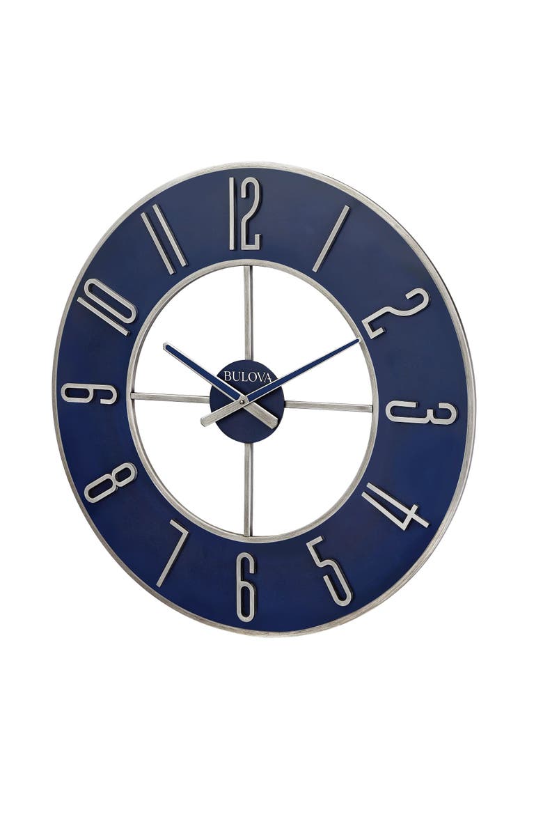 Bulova Clocks The Blue Steel Oversized 27" Diameter Wall Clock, Alternate, color, Blue